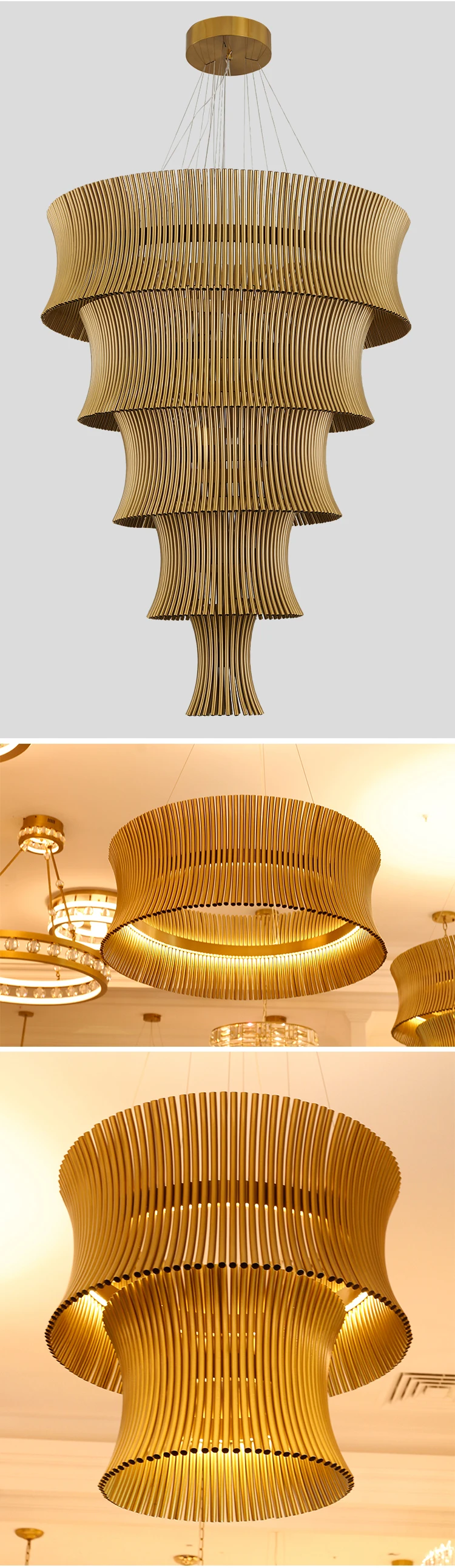pmu8785 good quality indoor hotel lobby villa decoration chandelier custom large project led pendant light -2