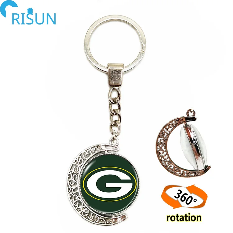 Wholesale Nfl Football Team Keychain Custom Logo Nfl Rotate Spin