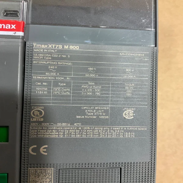 Original Brand New NEW XT7SQ380CFFF00AXXX TMAX CIRCUIT BREAKER 800 a EKIP DIP FLAWED 24 Vdc for PLC
