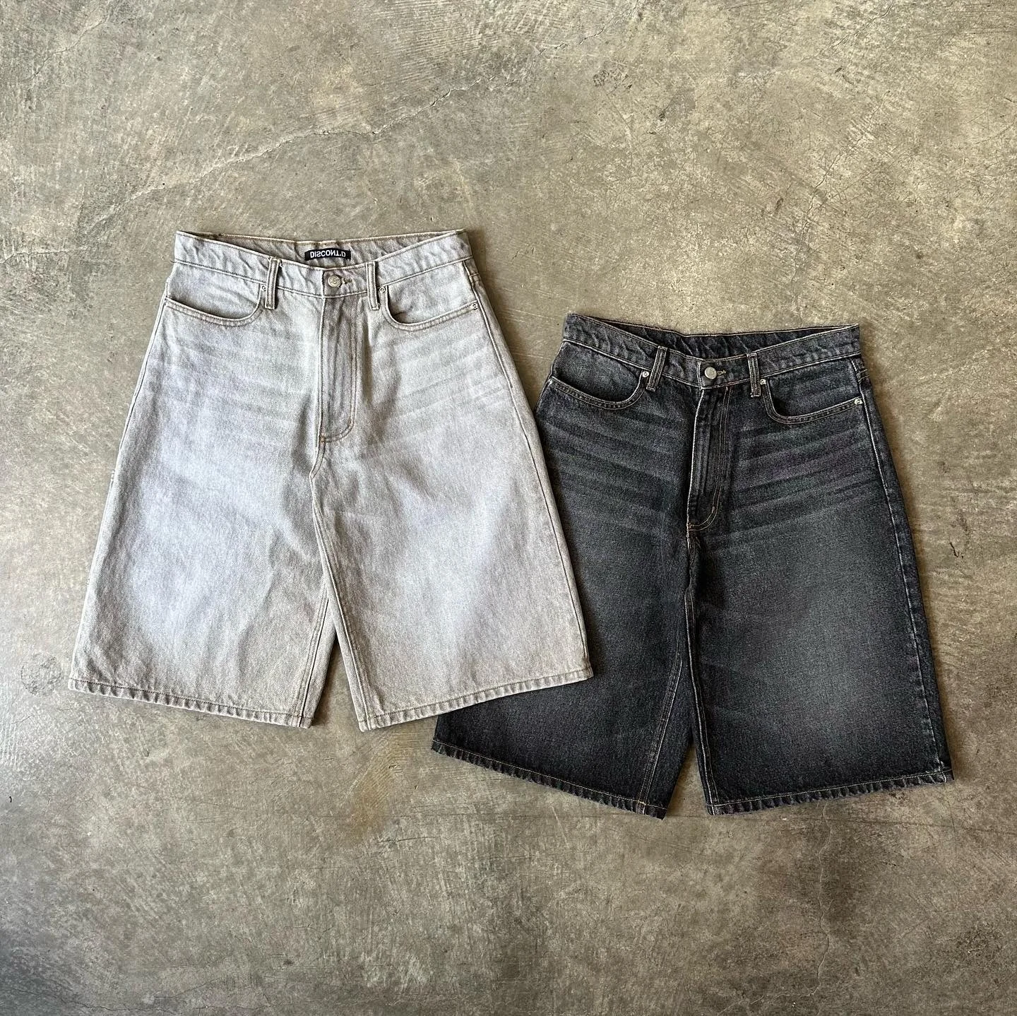 Custom Y2K Skater Short Pant Faded Oversized Double Knee Vintage Distressed Faded Acid Wash Baggy Man Jean Jorts Men Denim Short gallery 3