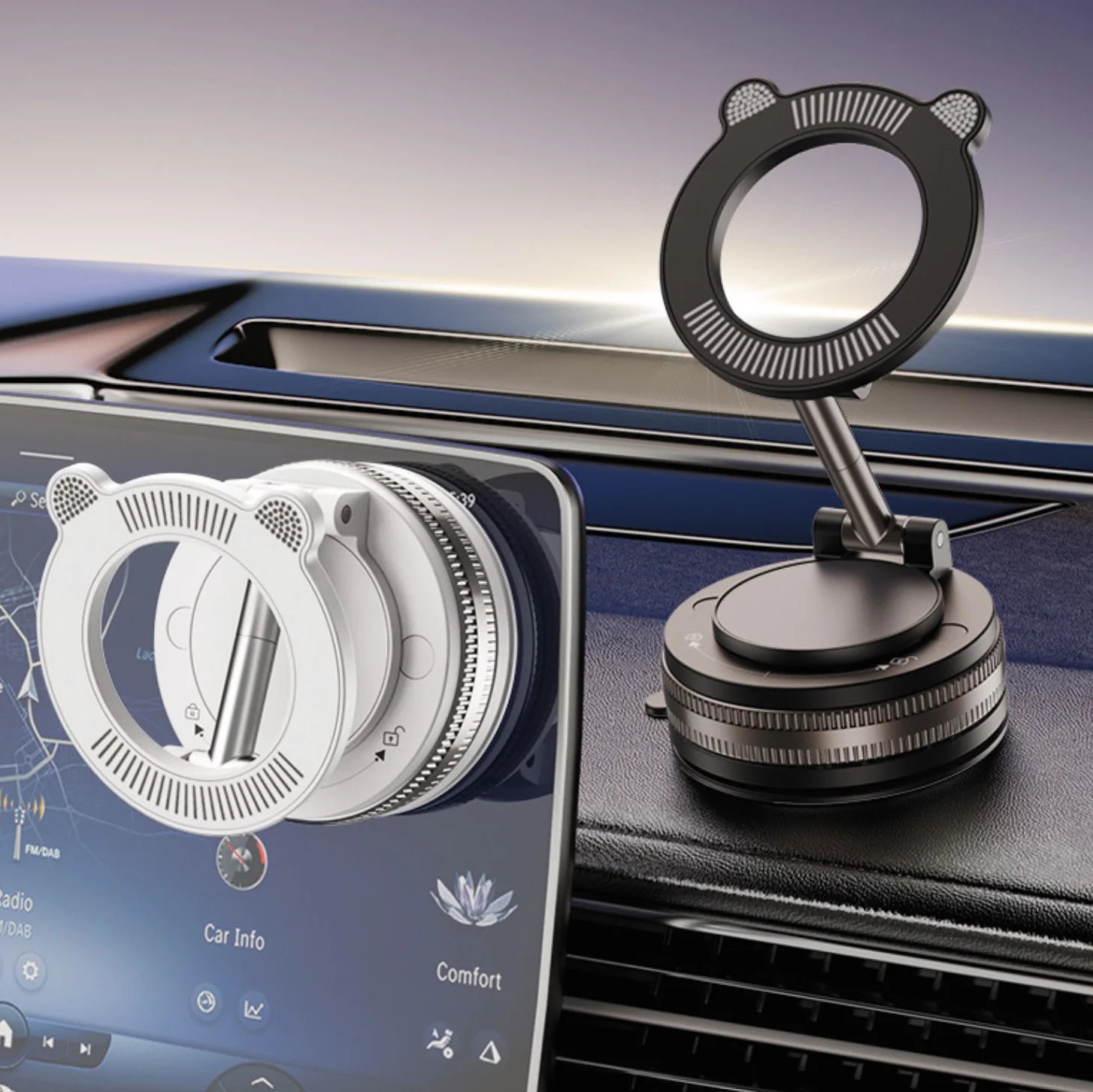 Electric Vacuum Magnetic Car Phone Holder, 360° Rotating Car Suction Cup Mount, Vacuum Magnetic Phone Holder, Strong Suction for Car and All Smooth Surfaces, Compatible with All