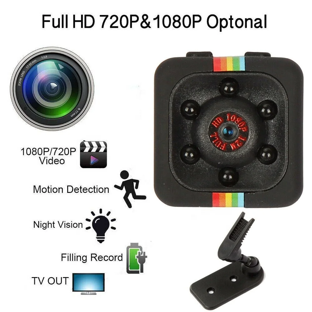 SQ11 SQ8 Mini Security Camera 1080P HD CMOS Sensor 150 Wide Angle Night Vision with MicroSD Support
