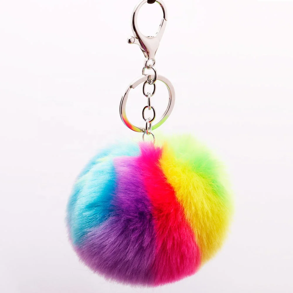 Whoelsale Plush Rabbit Fur Ball Pom Pom Keychain