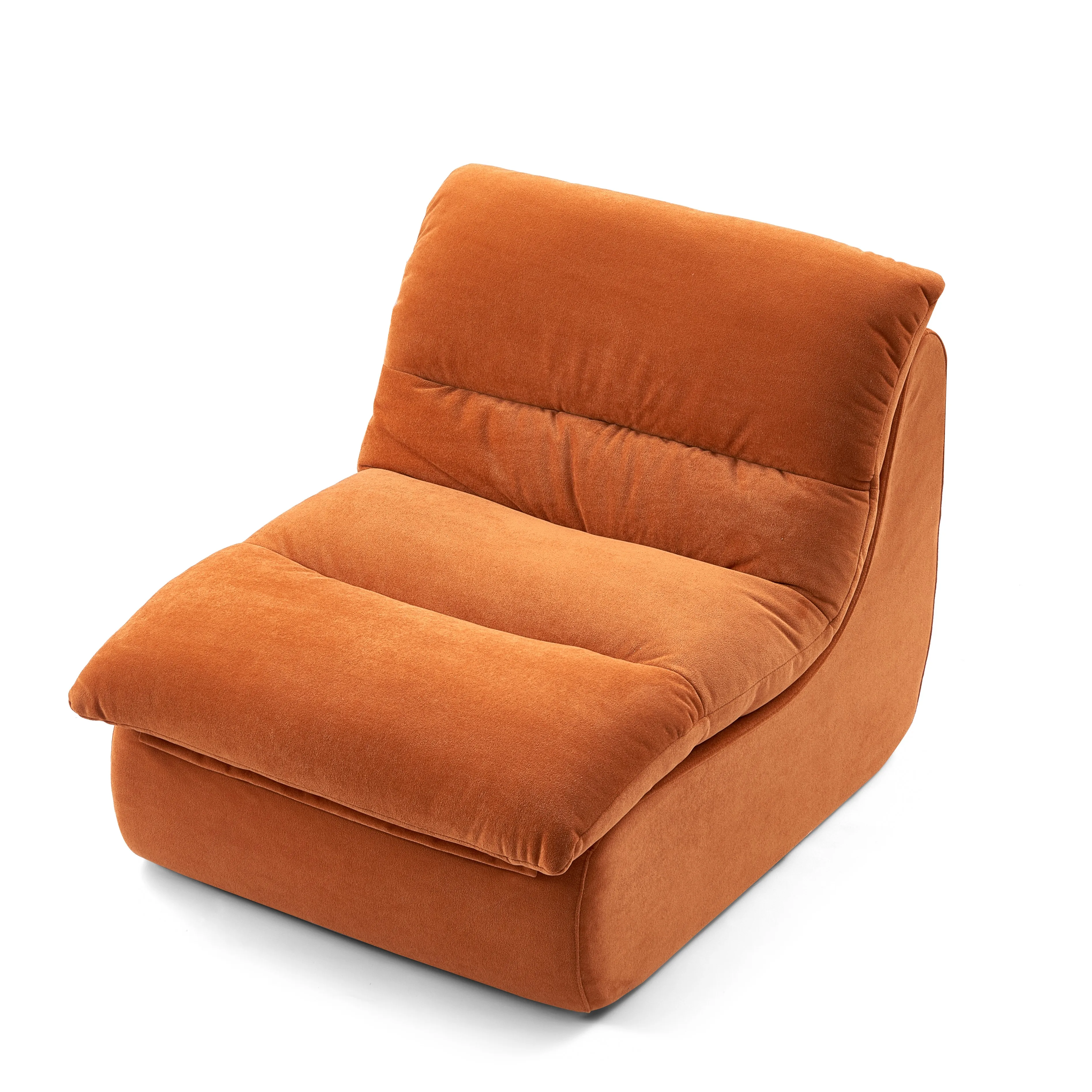 Modern Style Armless Single Sofa Lounger Lazy Floor Seating Accent Chair with Backrest for Fireside Leisure Living & Bedroom