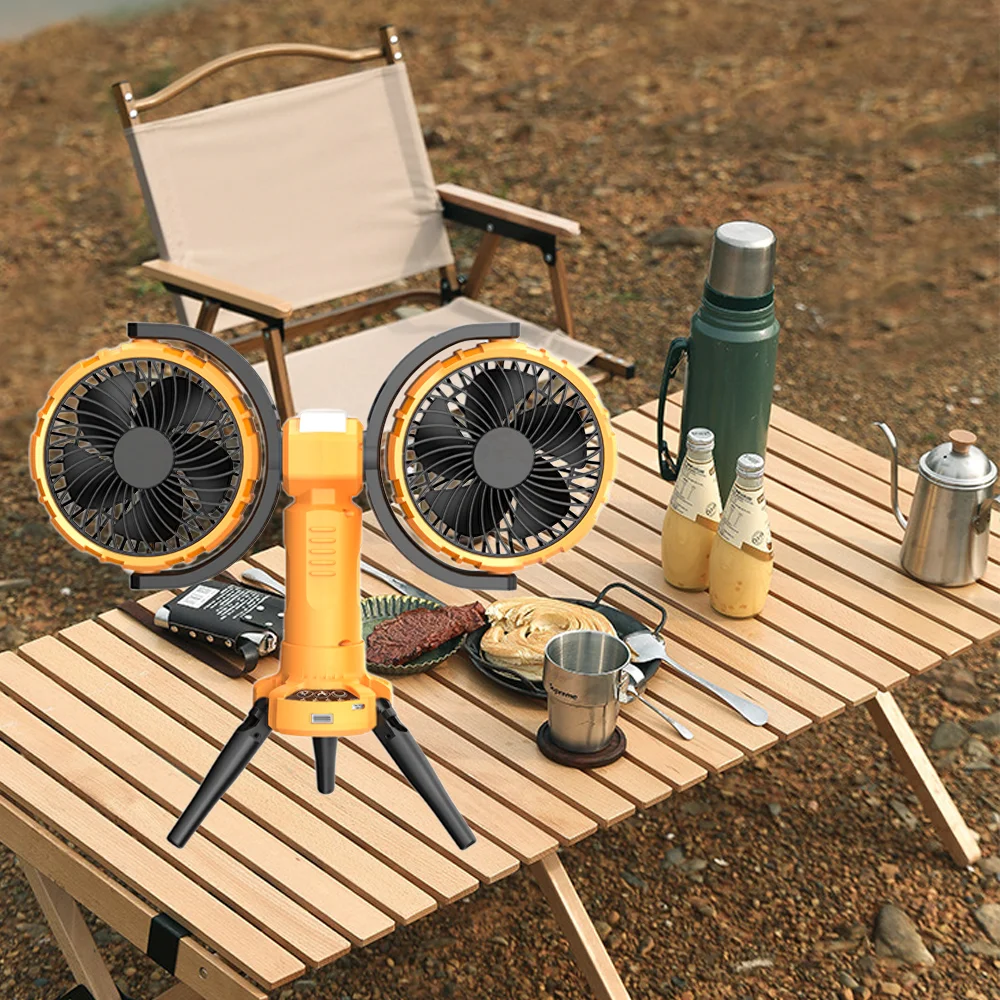 Hot Sale Multifunctional Usb Rechargeable 8000Mah Battery Electric Outdoor Camping Table Tent Led Fan Hanging Fan With Light