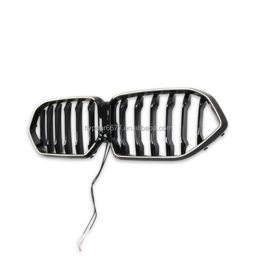 product tiypeor car gloss black front bumper front mesh grille single slat line hood kidney grill abs led for bmw x6 g06 2019   2023-5