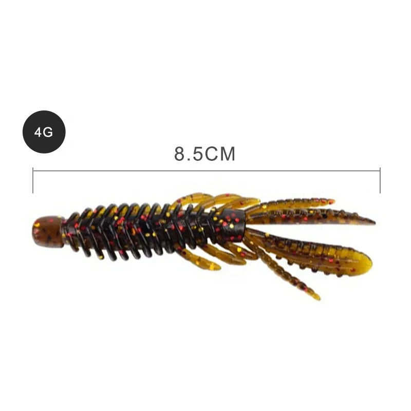 10 Pcs Oil Color Soft Worms With Jig Head Lures Fishing Japan Style 