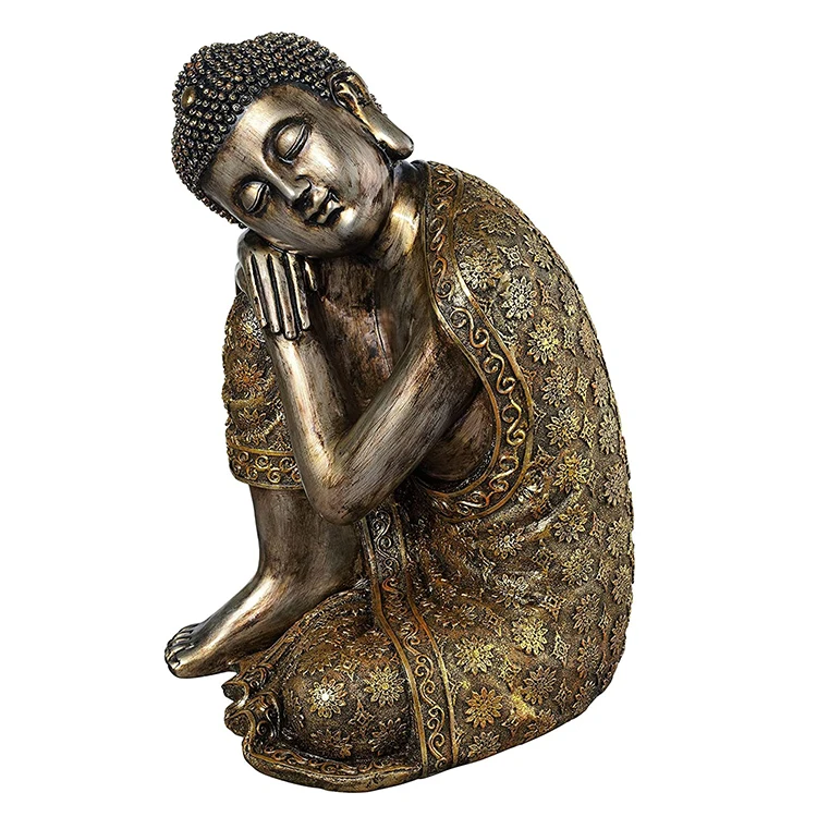 批发家居装饰宗教雕塑佛教雕像树脂黄铜睡佛 %