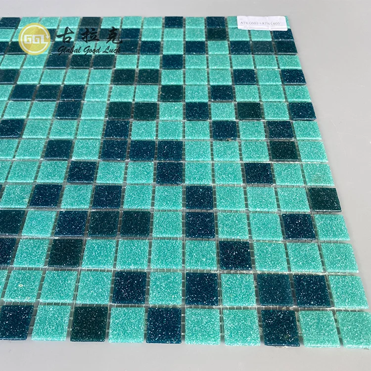 Home Decor Mixed Green Glass Mosaic Tiles Wall Art Mosaics for Swimming Pool