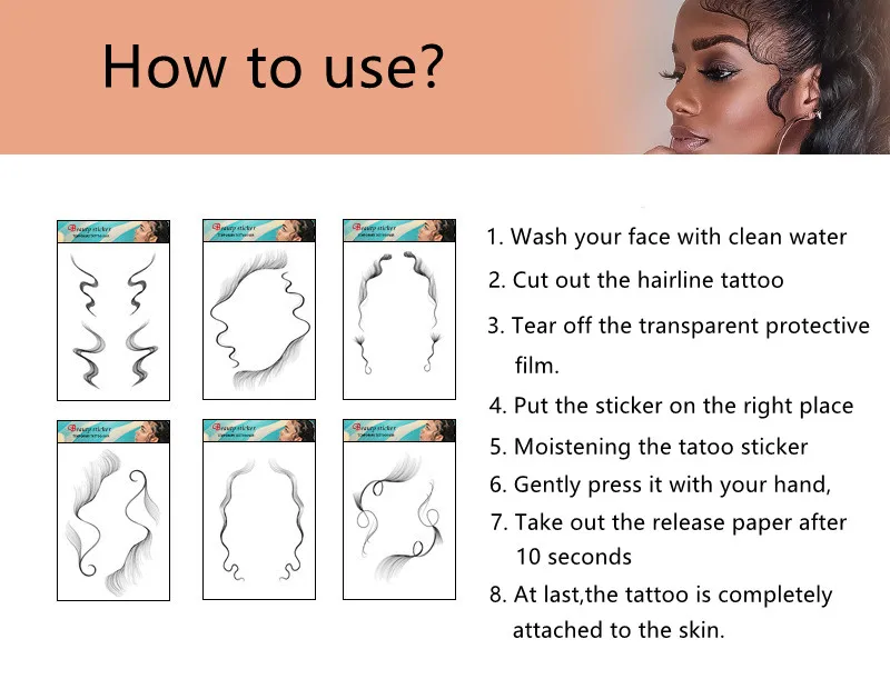 Hot Selling Beauty Baby Hair Edges Tatto Temporary Makeup Tattoo Multiple Design Baby Hairlines Tattoo Buy Tattoo Hairline Temporary Tattoo Hair Edges Tatouage De La Racine Des Cheveux New Arrival Tattoo Hair