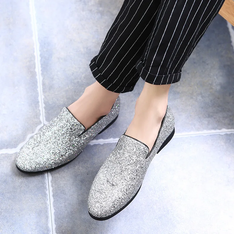 Luxury Sequin Slip-on Loafers For Men Formal Footwear