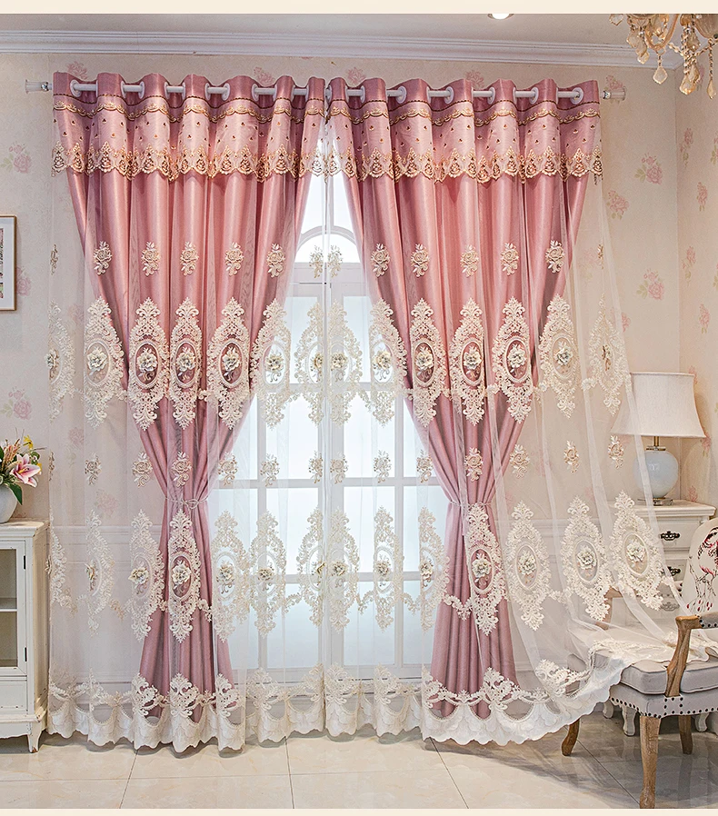 European Luxury Double Layer Blackout Curtain For Home,4d Embroidered ...