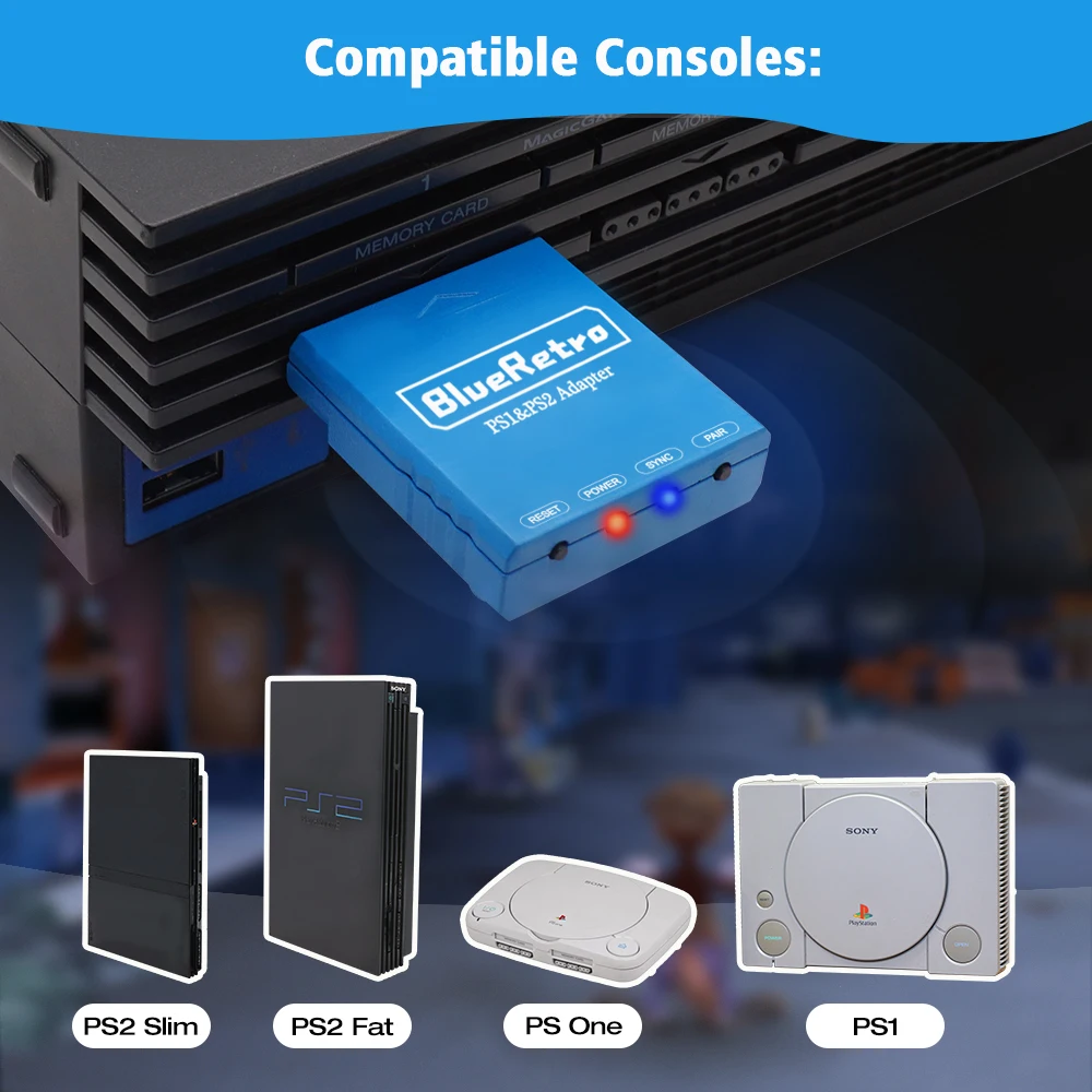 Blueretro BT Wireless Adapter for PS2 Universal Converter Gamepad Dongle for PS2 PSX PS One Console for PS3 PS4 PS5 Controller