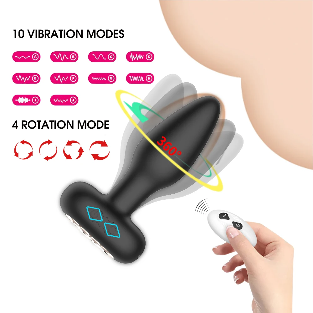 Amoura anal, perineum and prostate vibrating butt plug in black, purple and blue