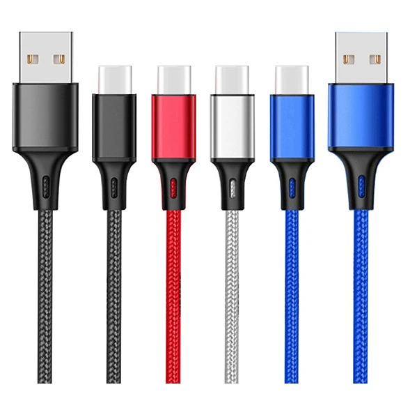 Сертификация CE, Rosh, USB кабель для зарядки 1 м 2 м 3 м 2.1A 2.4A usb-кабель для быстрой зарядки USB кабель с нейлоновой оплеткой зарядный кабель для передачи данных для iPhone iPad для Apple