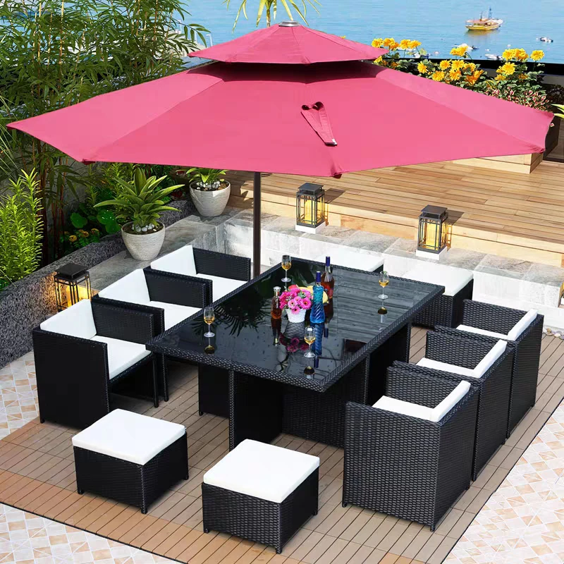 Sophia & William Patio Dining Set 6 Pieces with 9 ft Umbrella, 1x Square  37