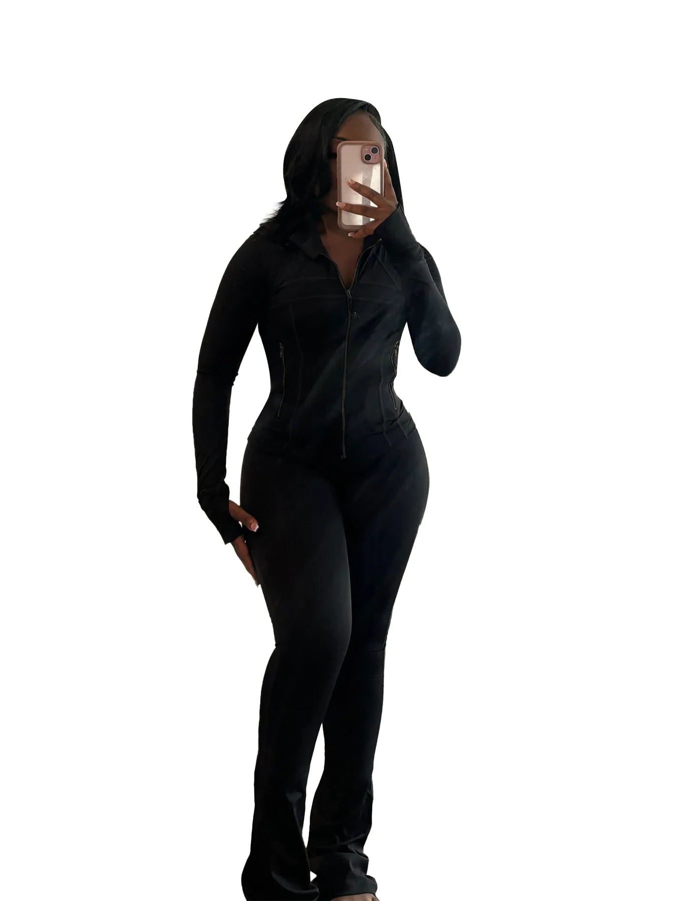 Custom Logo Women Sportswear Long Sleeve Stand Collar Women Casual Two ...