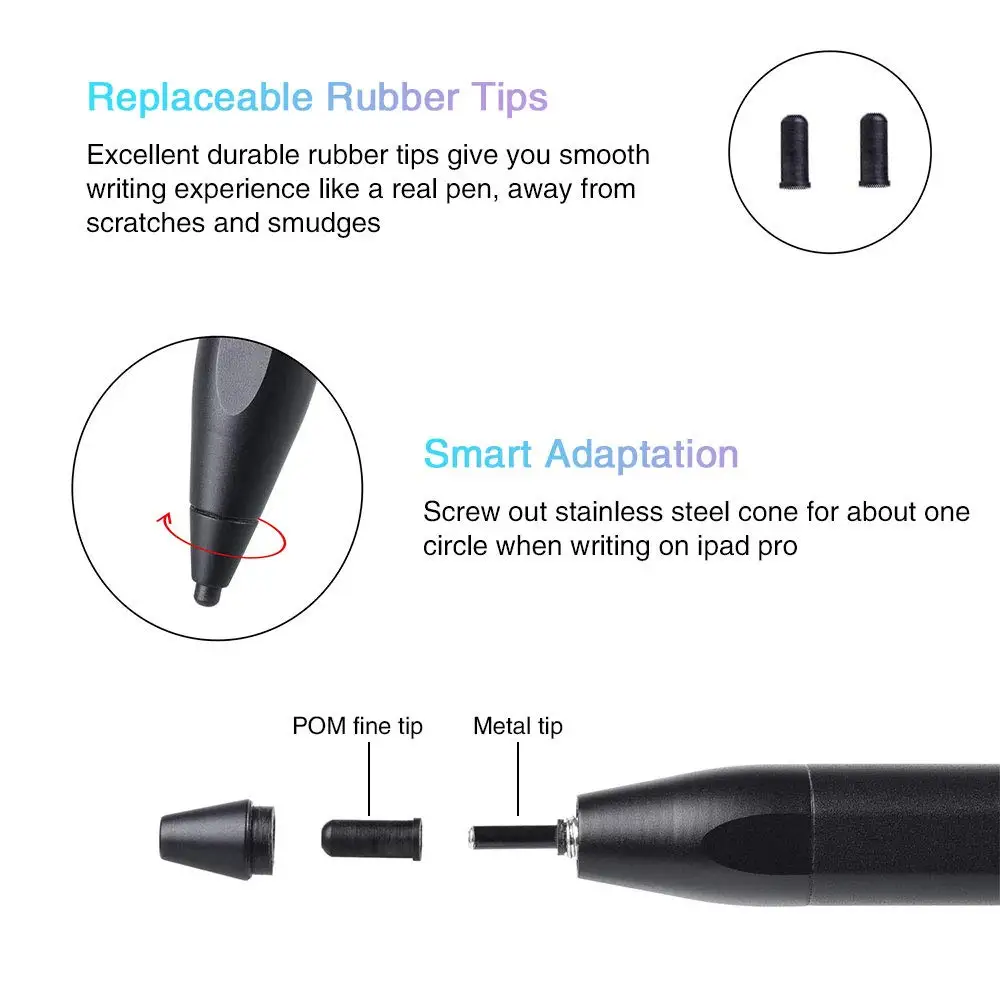 Лидер продаж 2019, перезаряжаемый стилус с тонким наконечником, 1,5 мм, активный стилус, стилус, совместимый с сенсорным экраном IOS и Android