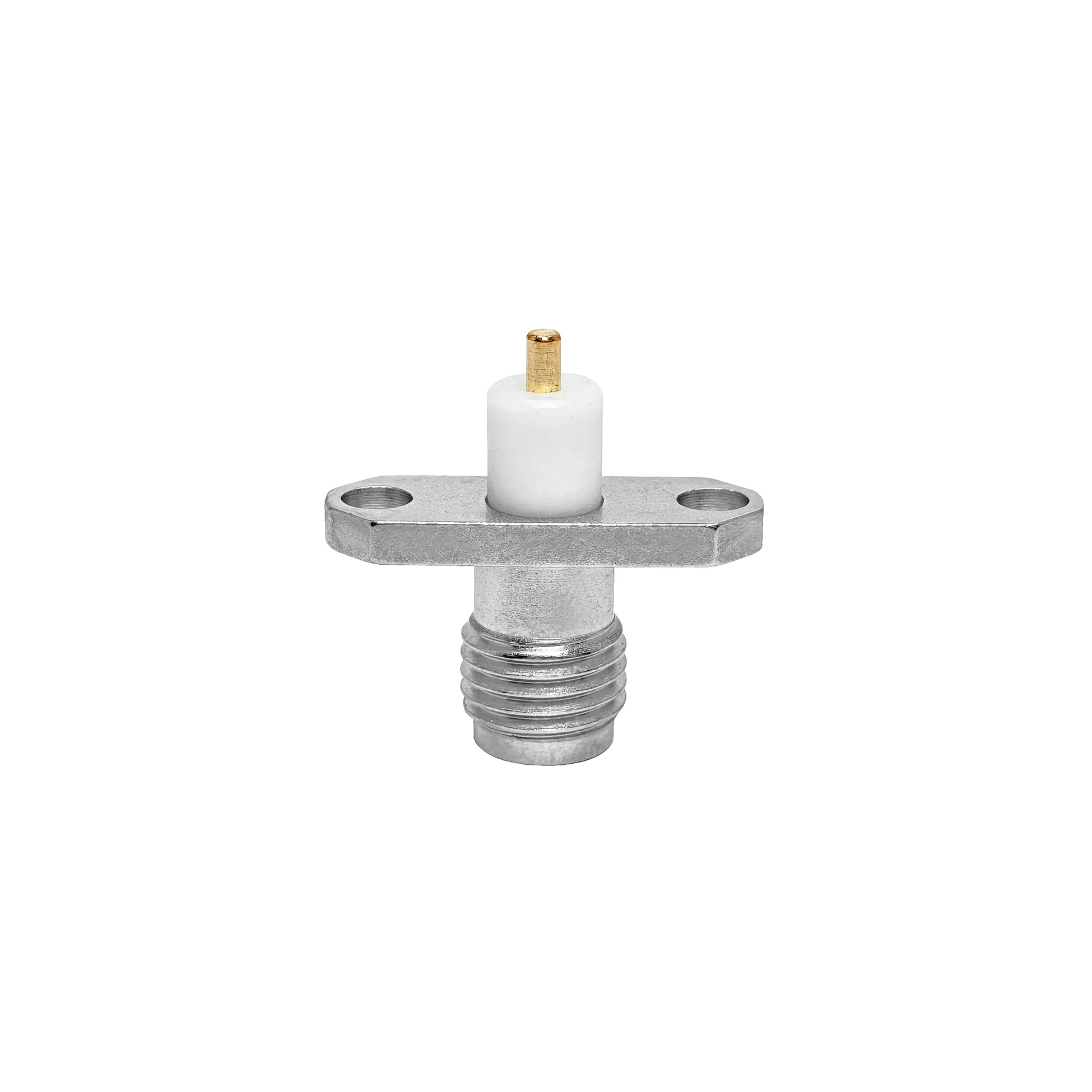 Straight SMA Female Solder Connector 2-Hole Flange Mount