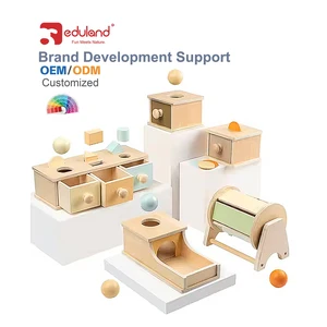 Montessori Kids Wooden Sensory Coin Box Drawer Educational Puzzle Game Preschool Training Drum Infant Baby Teaching Aids Toys