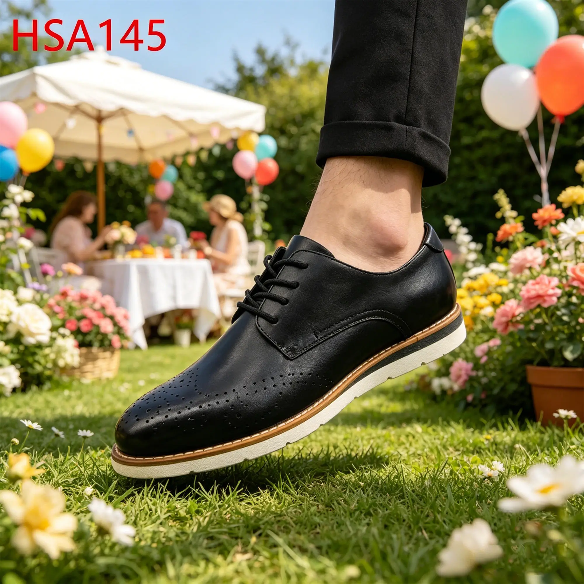 ZYF, Tuinfeest Lace-up-stijl met uitgesneden design, modieuze schoenen voor galadiner, volledig leer, zwart, uniformschoenen, HSA145