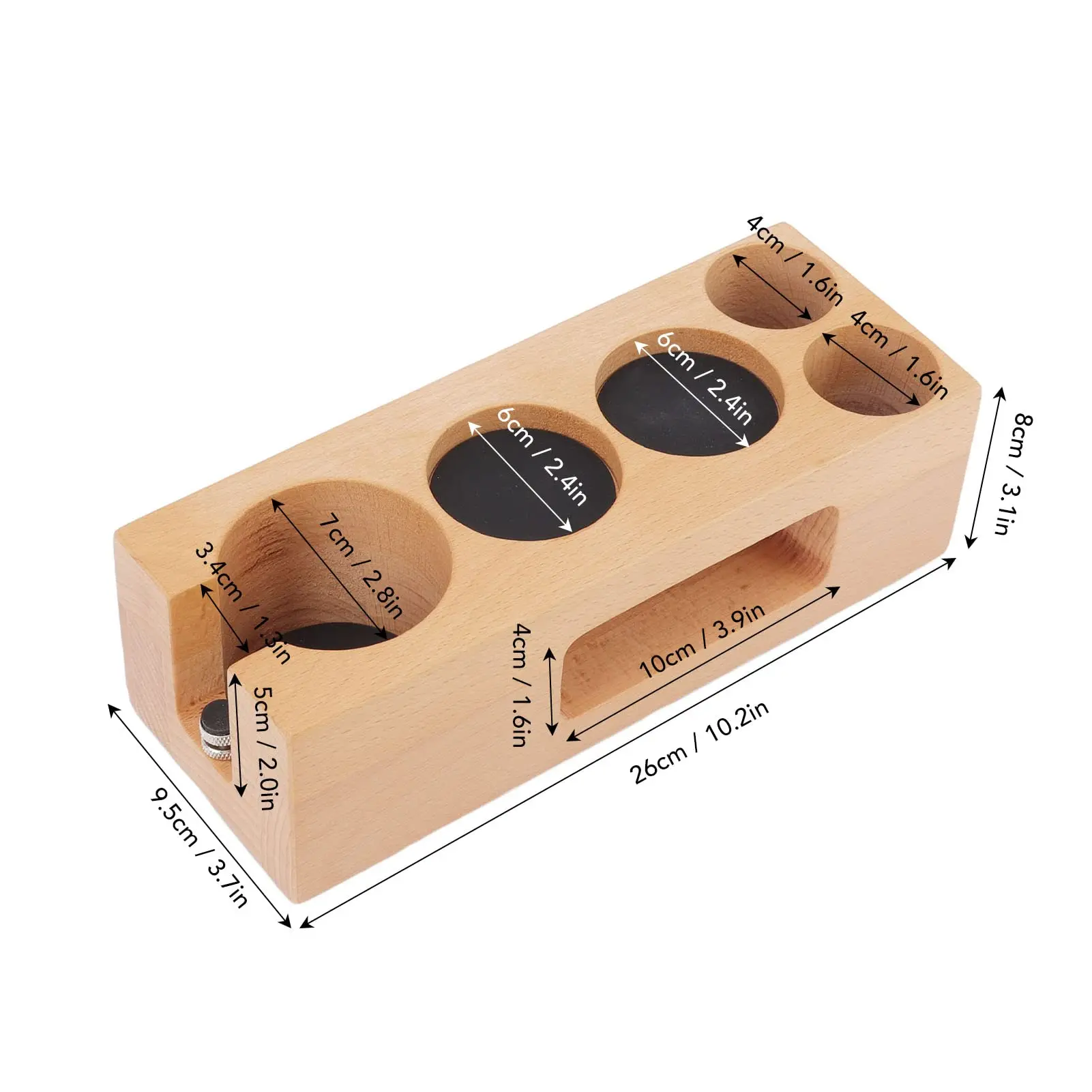 Wooden Coffee Tamper Holder, Wooden Non Slip Coffee Tamping Espresso Station for Cafe Home,Wood Coffee Tamper Station details