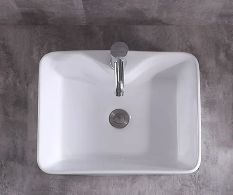 Bathroom Ceramic Top Rectangular Vanity Hand Wash Basin for Hotel Bathroom Sink