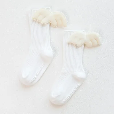 Детские носки с милыми крыльями для осени и зимы, новые Нескользящие Детские носки с клеем без косточек, детские носки-карандаш