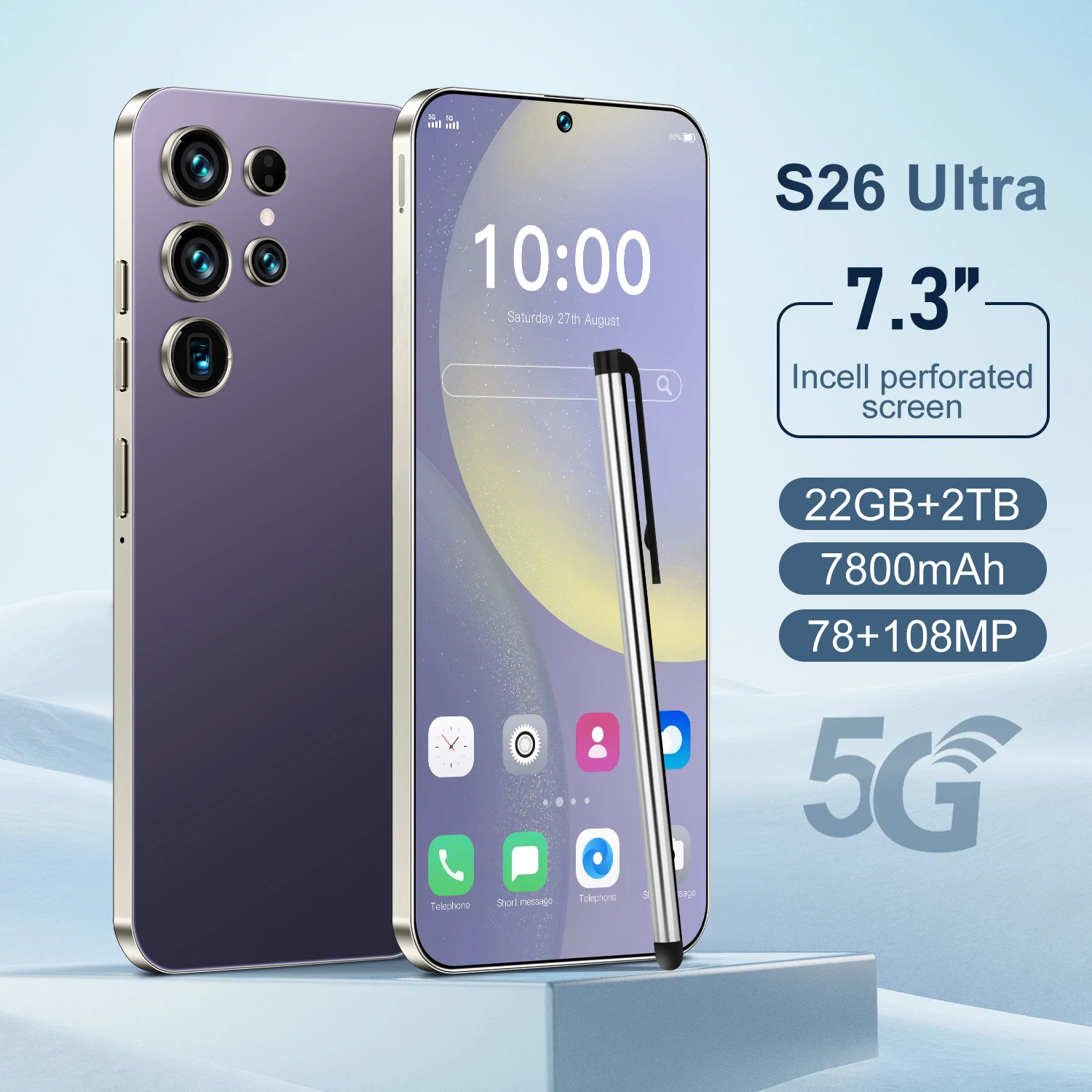 S26 Ultra 7.3 Inch 5G Smartphone - 22GB+2TB Unlocked Dual SIM