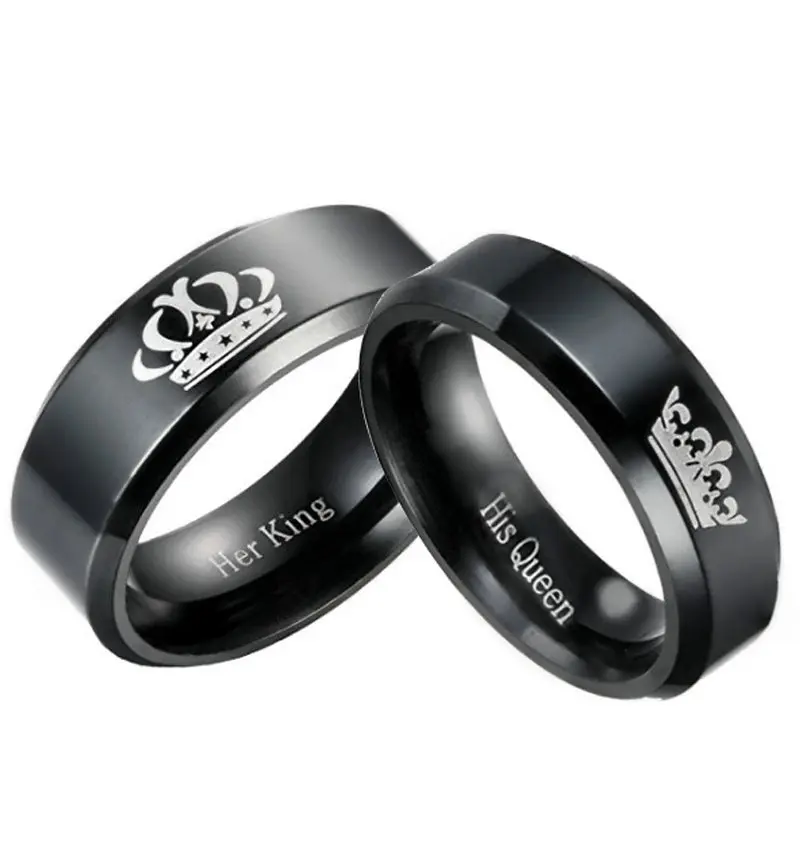 6mm Her King His Queen Stainless Steel Couple Rings