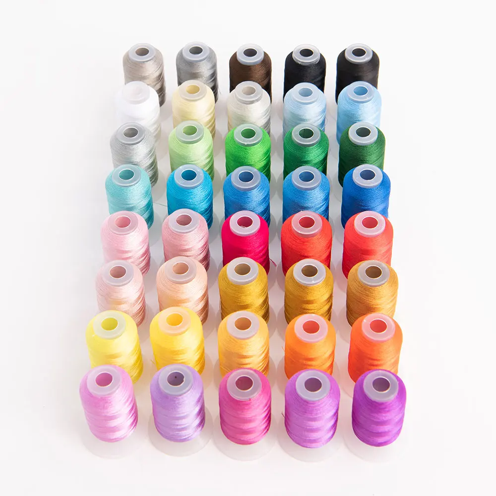 Small Bobbin 40 Colores 100% Polyester Embroidery Thread Set Kit  120D/2 500m for DIY Hand-making or Machine Sewing