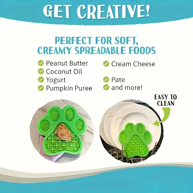 Dog Paw Silicone Pet Licking Pad, Pet Slow Eating Tray, Dog Bath Distraction Silicone Dog Suction Cup Food Holder, Training details