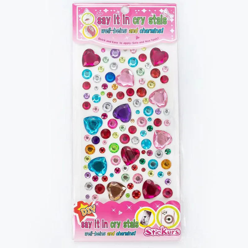 Shining Crystal Children Creative Diy Album Diamond Stickers Love Crystal Gems Stickers Kindergarten Reward Stickers