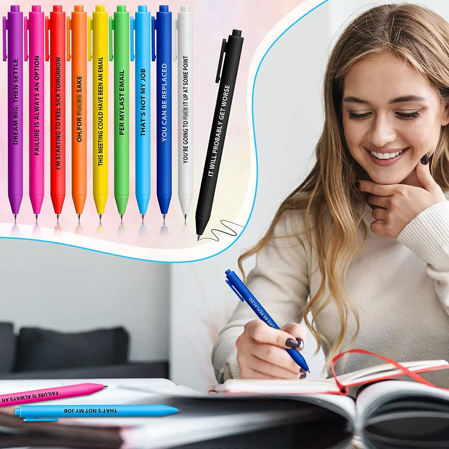 Забавные шариковые ручки красочные демографические пластиковые черные чернила гелевые для студентов коллег школ офисные принадлежности