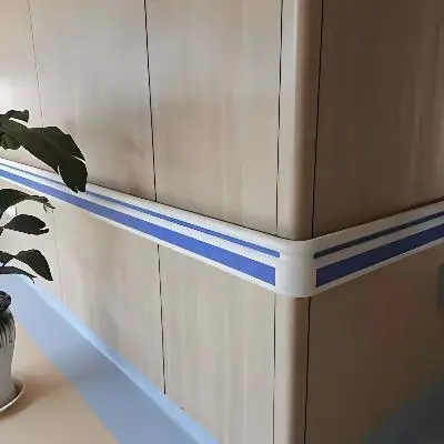 PVC Cover and Aluminium Retainer Hospital Stair Wall Handrail Plastic Hand Rail for Elderly