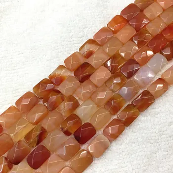 Stone Beads Wholesale Faced Nature Red Agate Squared 8 mmX11mm Bead For Jewelry Making 18pcs/str Nature 18pcs/str Good Quality