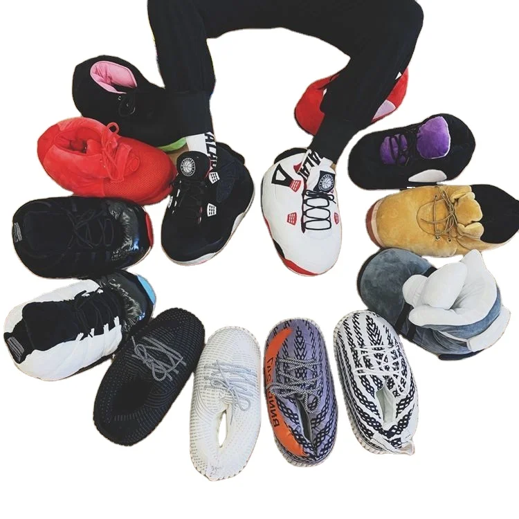 Many Models Average Size Wholesale Cozy Indoor home Shoes Plush Yeezy AJ Sneaker Slippers
