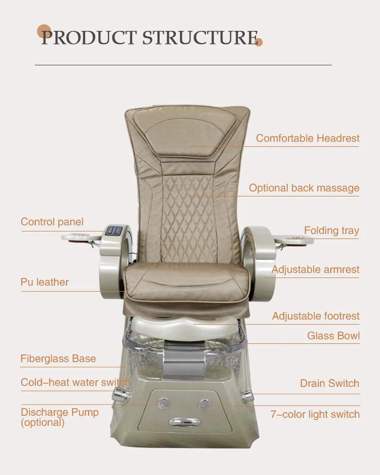 Luxury Nail Salon Equipment Pedicure Manicure Chair Foot Spa Massage