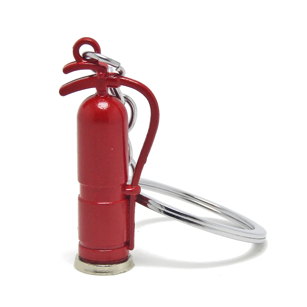 3D Mini Red Firefighters Key Chain Fire Gifts Keyring Safe Key Ring Holder Wholesale Metal Safelty Fire Extinguisher Keychain