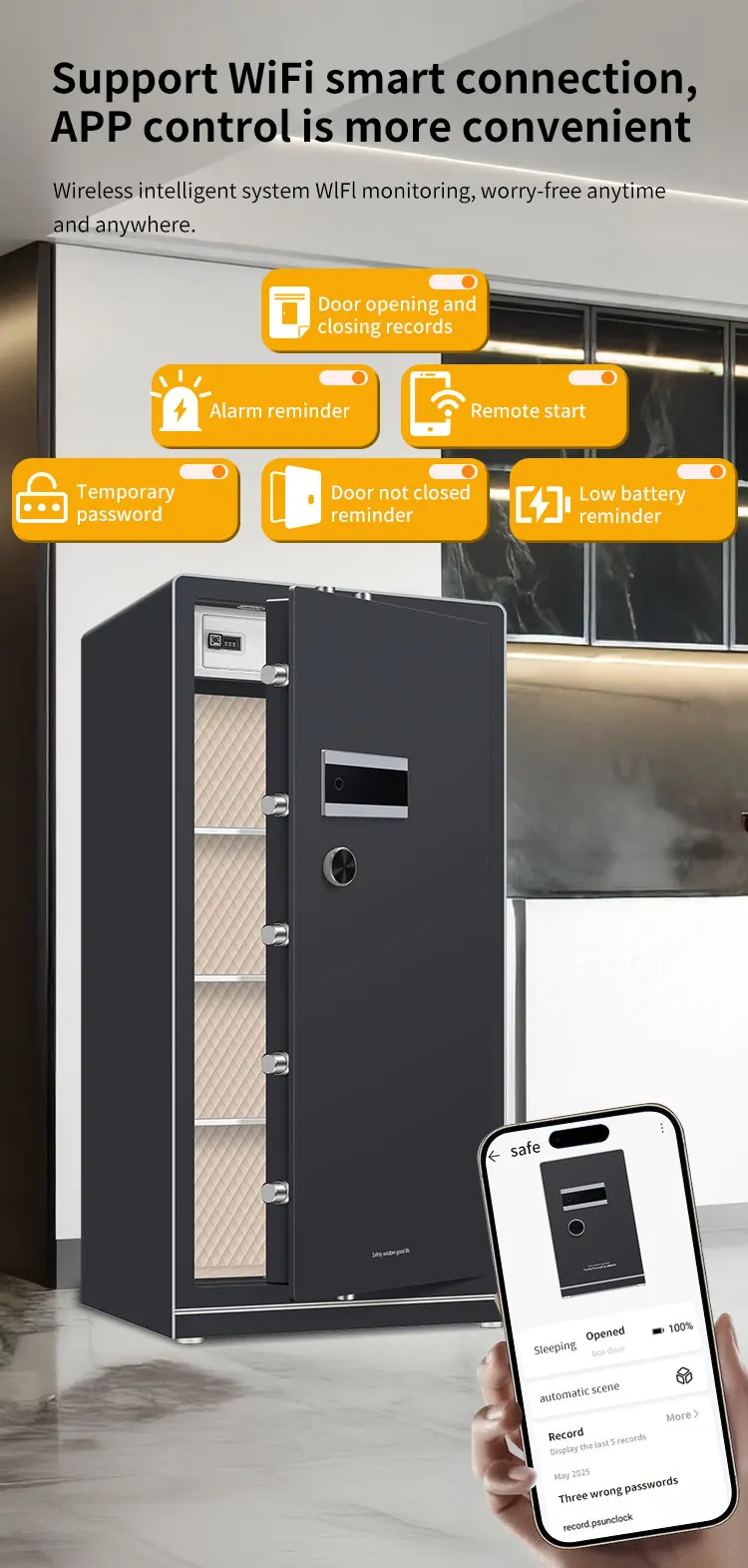 CEQSAFE Digital Password & Fingerprint Access All-Steel Home Office Safe Facial Recognition Anti-Theft WiFi Safe Box supplier