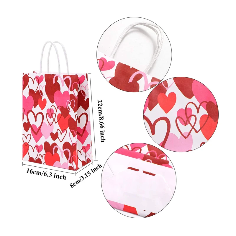 Km Mixed Style Love Heart Gift Bags Paper Gift Bag For Wedding Birthday