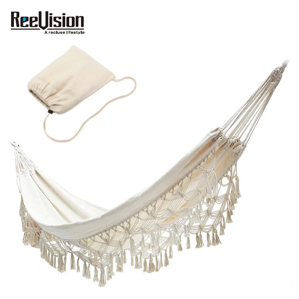 Портативный гамак для кемпинга на открытом воздухе бразильский пляжный холщовый складной с кисточками
