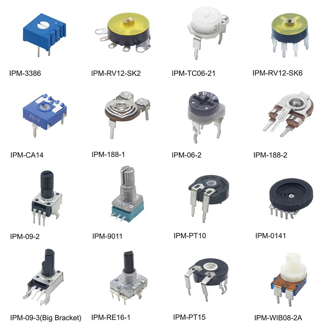 B2M Bent Foot Potentiometer with Single Joint Knob Switch Black Plastic Shaft Threaded Handle Height of 15mm and 2 Feet
