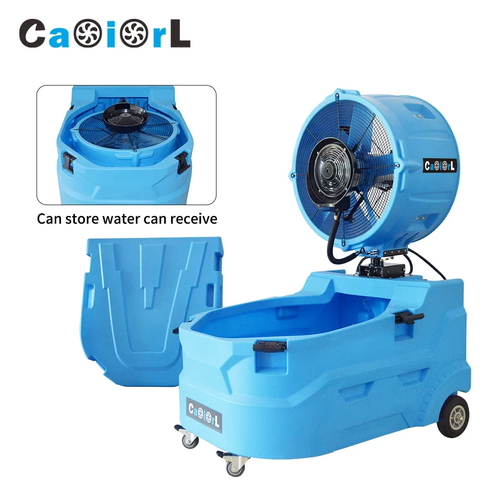 Caoiorl Powerful Oscillating Mobile Mist Cooler Portable Misting Fan Commercial Spray Mist Fan with Water for Outdoor Coolers