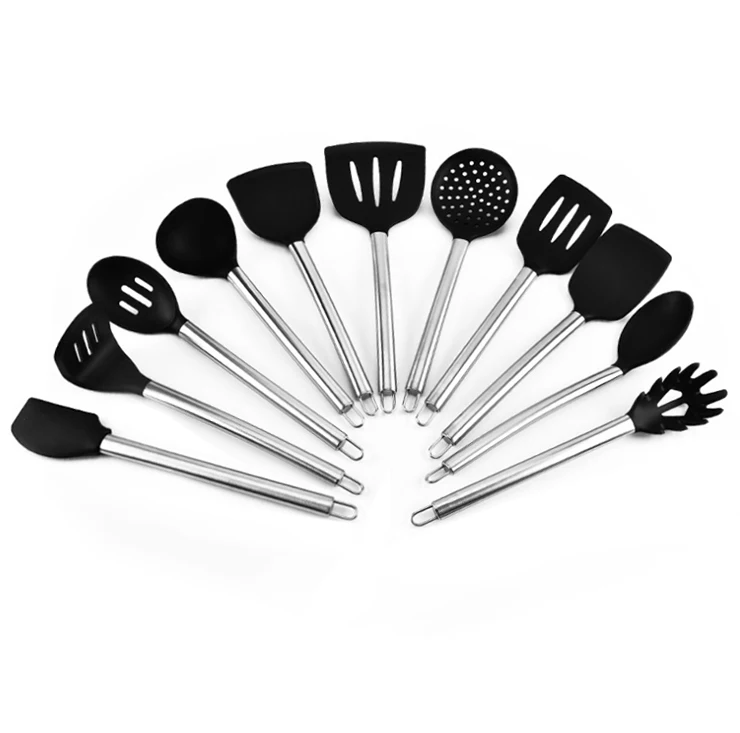 Newly sold FDA silica gel kitchenware 8-piece set of silica gel scraper, food holder, cooking spoon and kitchen kitchenware set