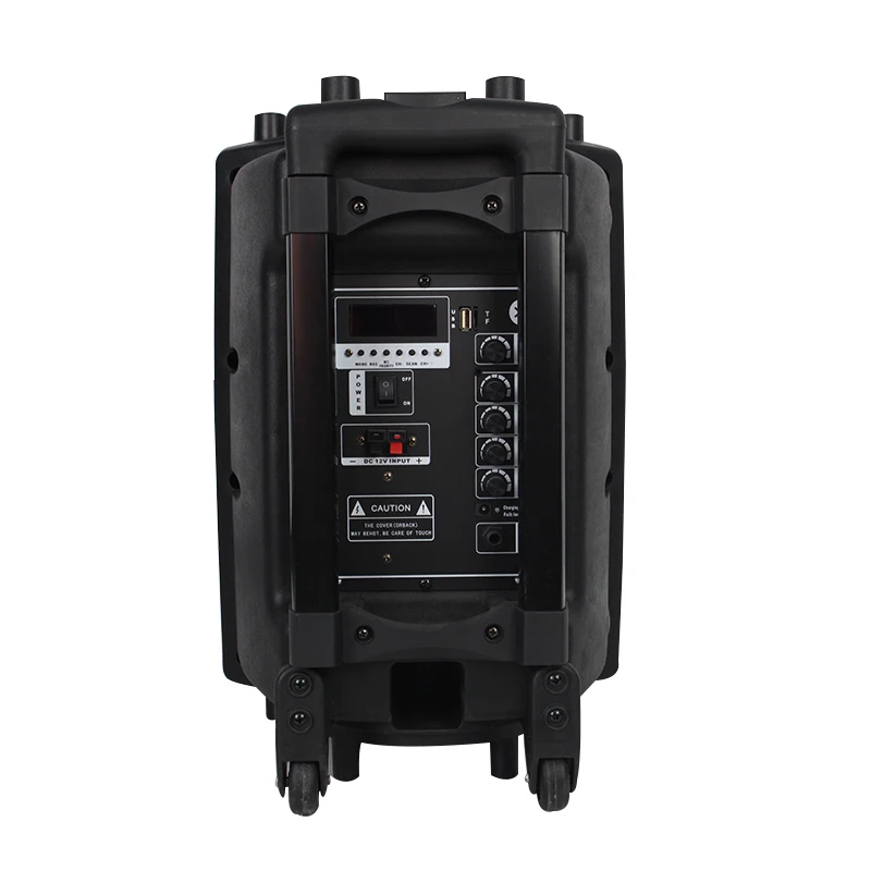 10 Inch Multi Media Wireless Trolly Speaker Dj Portable Trolley Speaker System With Replaceable Battery