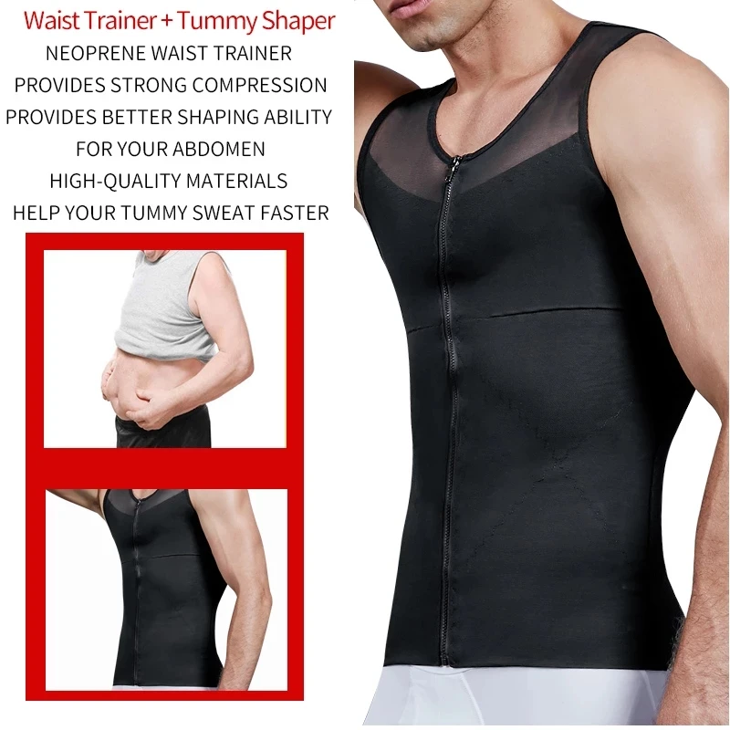 Men's Slimming Body Shaper Tank Top – Abdomen Compression Vest – S-3XL, USA Made