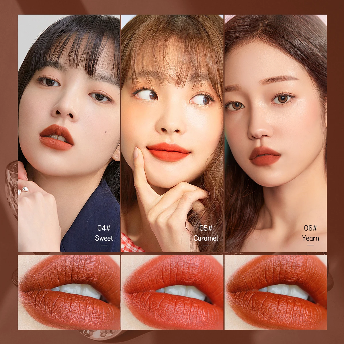 DEROL Matte Liquid Lipstick Waterproof Chocolate Lip Glaze Velvet Long Lasting Lip Gloss Tint Lip Glaze Lipstick Set Cosmetic