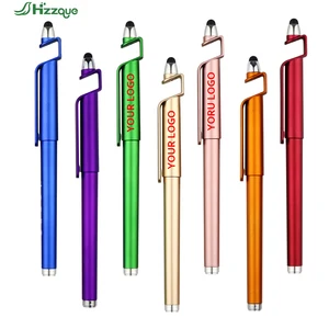 Promotional Multi-Function Soft Touch Screen Pen Custom Logo Ball Stylus Mobile Holder Gel Pen Ballpoint Pen 3 1 Made Plastic