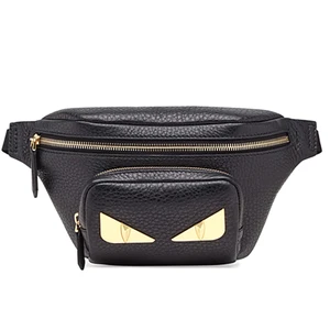 OEM Logo Vegan Leather Black Men's Designer Large Fanny Pack Luxury Bum Waist Belt Bag for Men